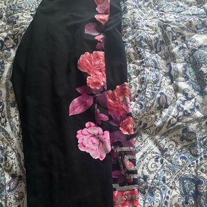 Pink floral leggings